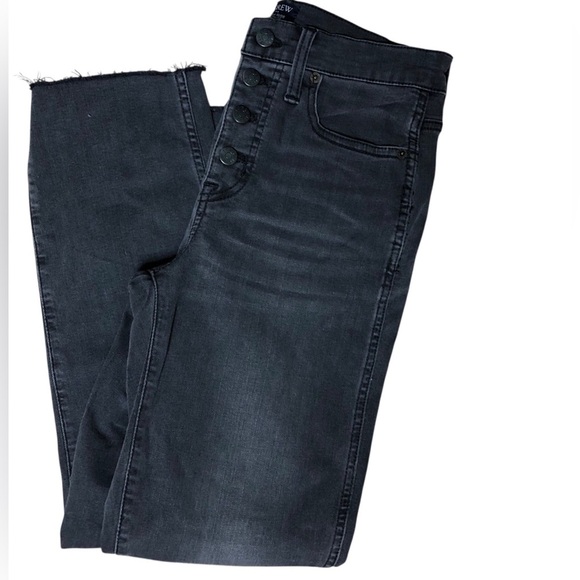J.Crew High Rise Vintage Straight Button Front Jeans Sz 26 Washed Black Classic - Picture 4 of 7